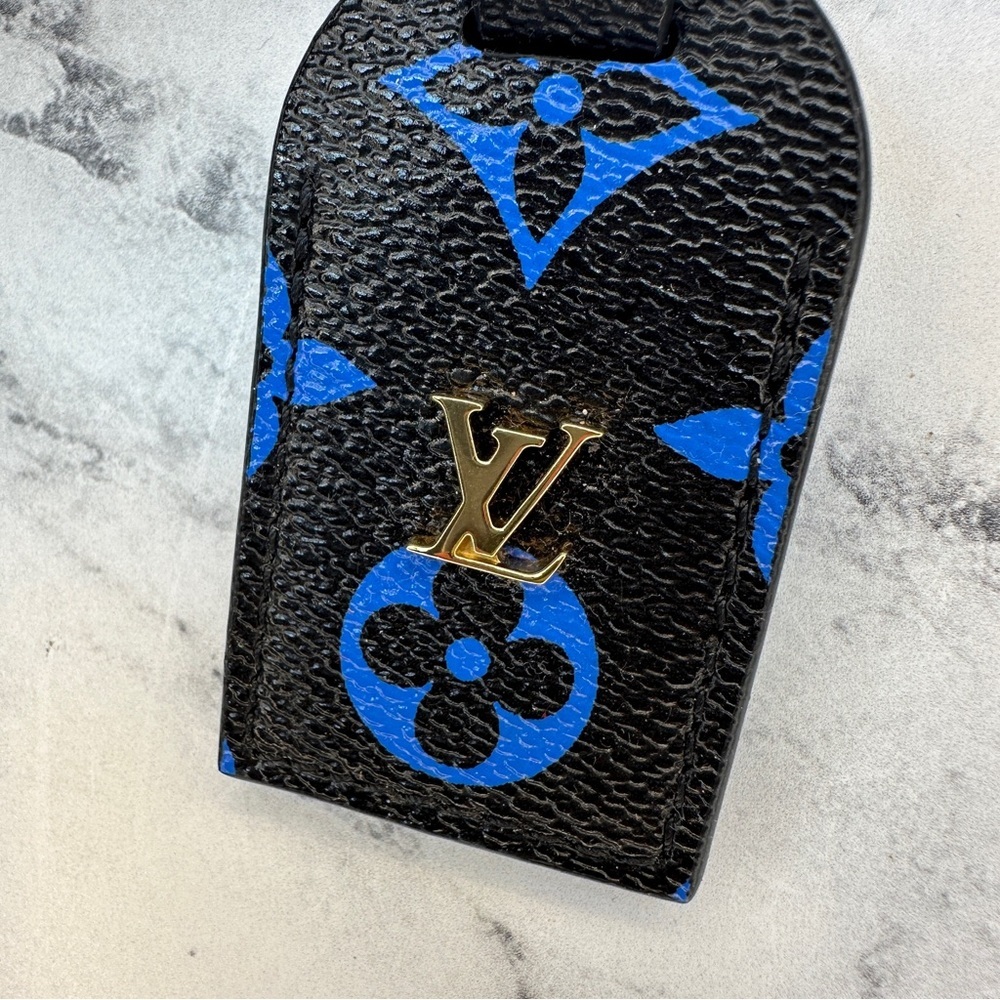 Louis Vuitton Luggage Tag black/blue Monogram Small GHW LV - Picture 8 of 8